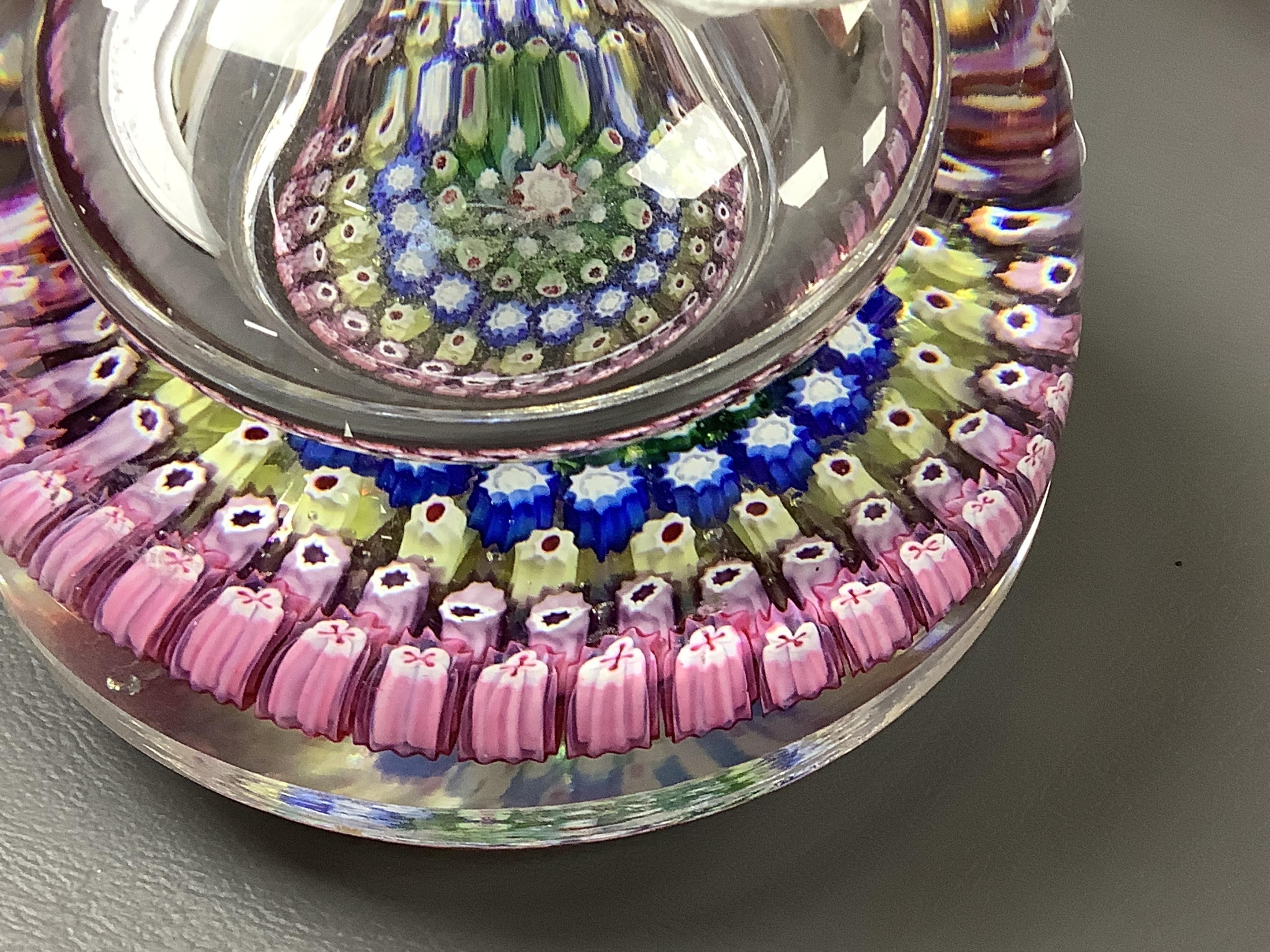 Two Whitefriars millefiori inkwells with stoppers, tallest 17cm high.